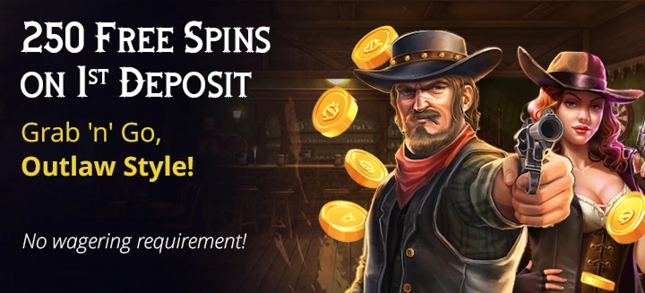 250 Free Spins on 1st Deposit No Wagering Bonus