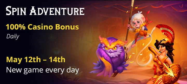 Spin Adventure promo 100% daily casino bonus