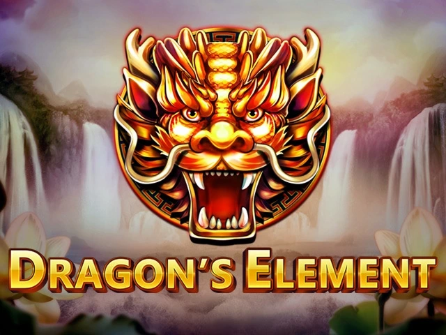 Dragon's Element slot game with a golden dragon head and waterfalls