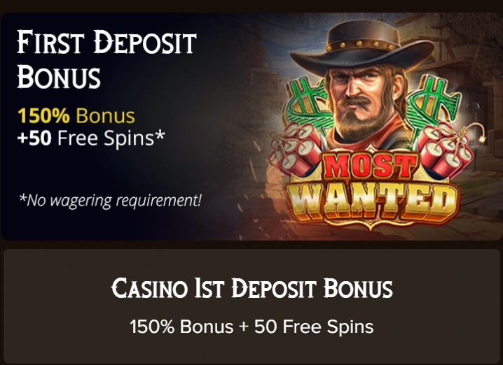 Bullspins Casino 150% bonus + 50 free spins first deposit offer
