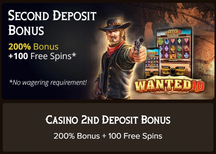 Bullspins Casino 200% bonus + 100 free spins banner with cowboy
